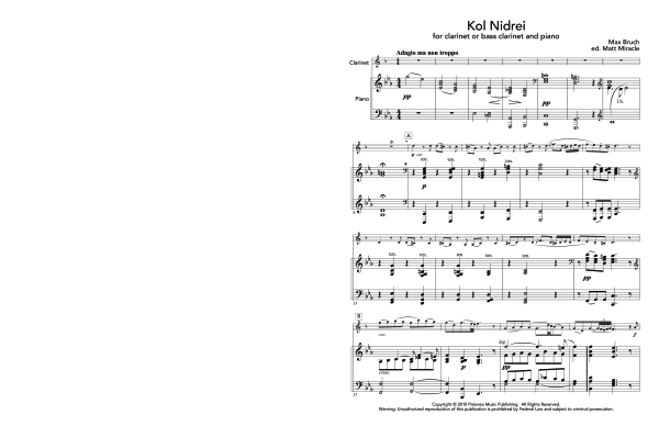 Product gallery: Page 1 of 11 Kol Nidrei, , (clarinet/bass clarinet and piano)