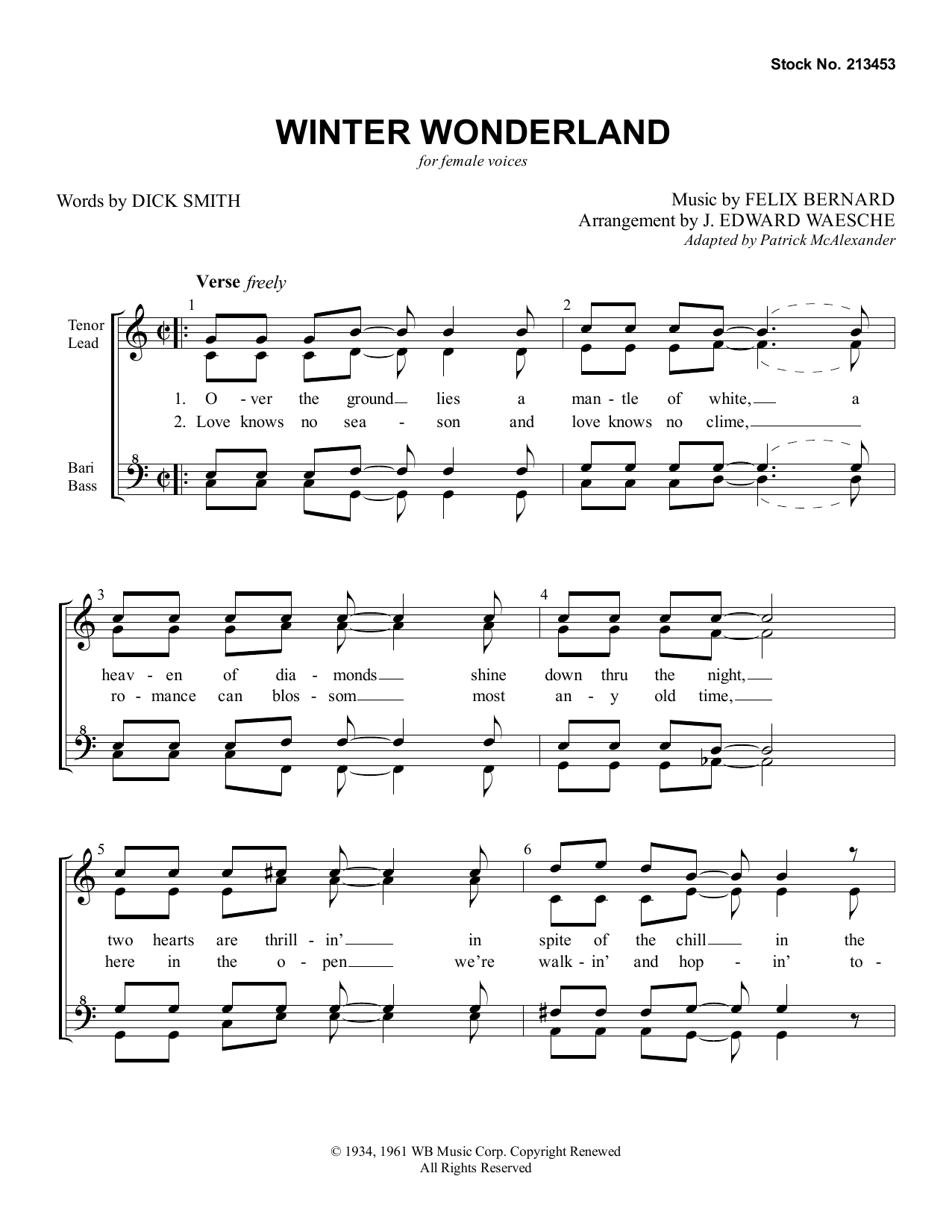 Product gallery: Page 1 of 1 Winter Wonderland (arr. Ed Waesche), Dick Smith & Felix Bernard