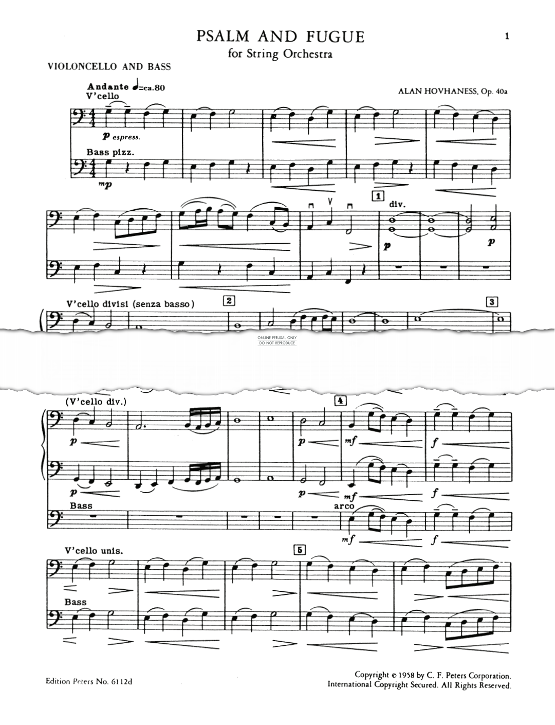 Produktbild zu: Psalm and Fugue, Op. 40 (Cello/Bass)