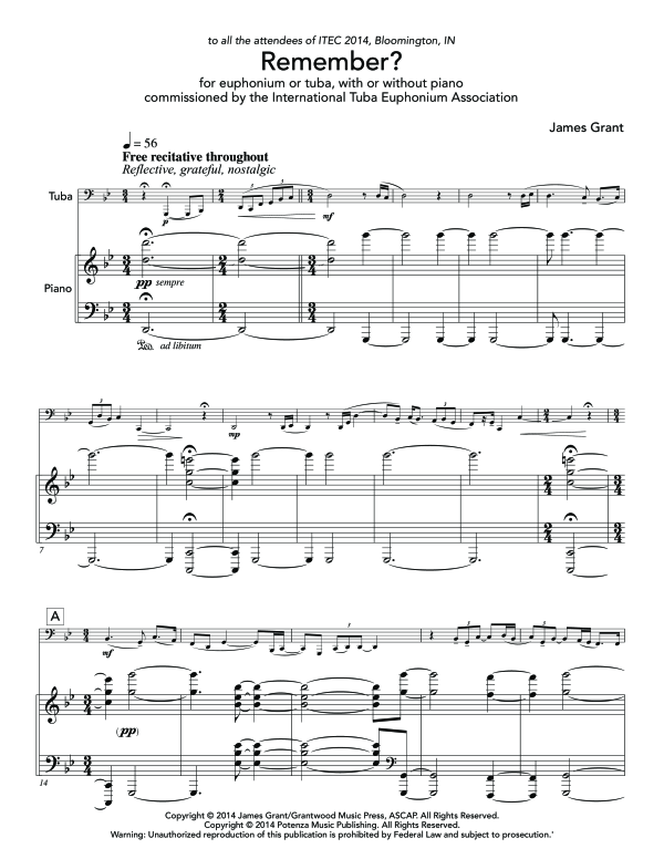 Product gallery: Page 1 of 11 Remember?, , (Euphonium solo piano opt.)