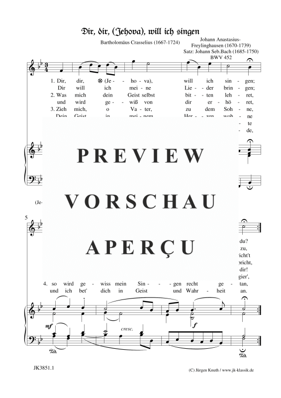 gallery: Dir, dir, (Jehova), (o Höchster), will ich singen (BWV 452), , (voice and piano/organ)