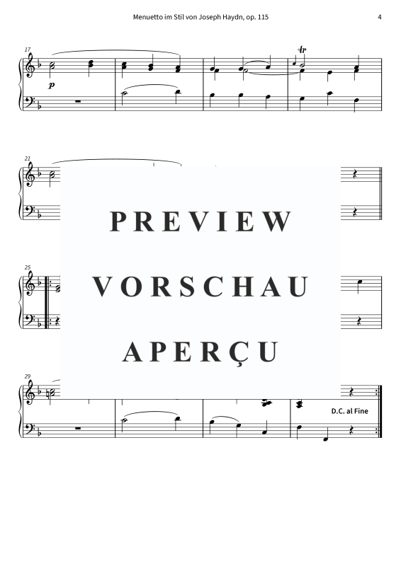 Produktgalerie: Seite 6 von 6 Menuetto im Haydn-Stil über "Ach du lieber Augustin", , Klavier Solo