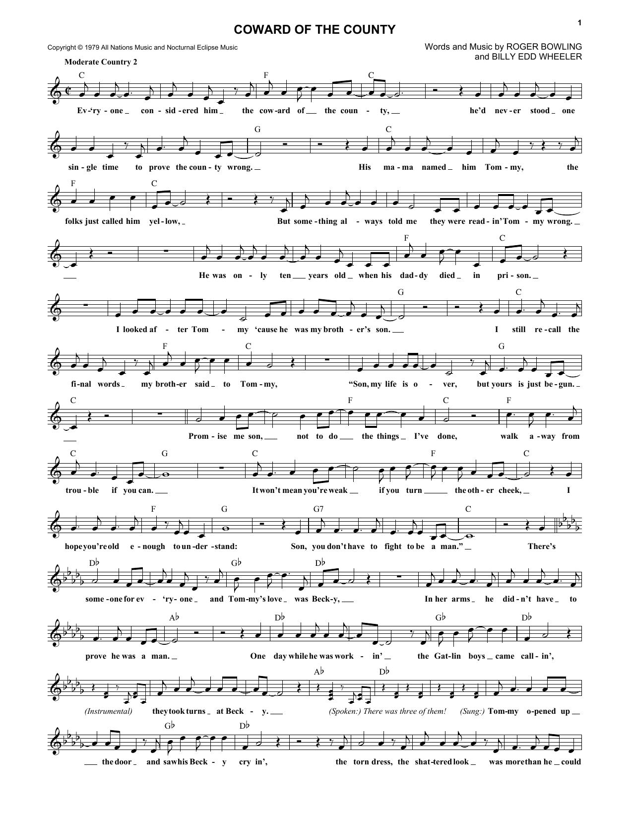 Produktgalerie: Seite 1 von 1 Coward Of The County, Kenny Rogers, Melodieinstrument