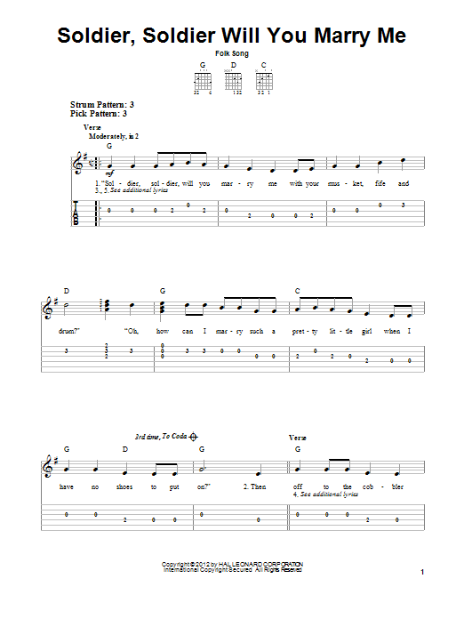 Product gallery: Page 1 of 1 Soldier, Soldier Will You Marry Me, Folk Song