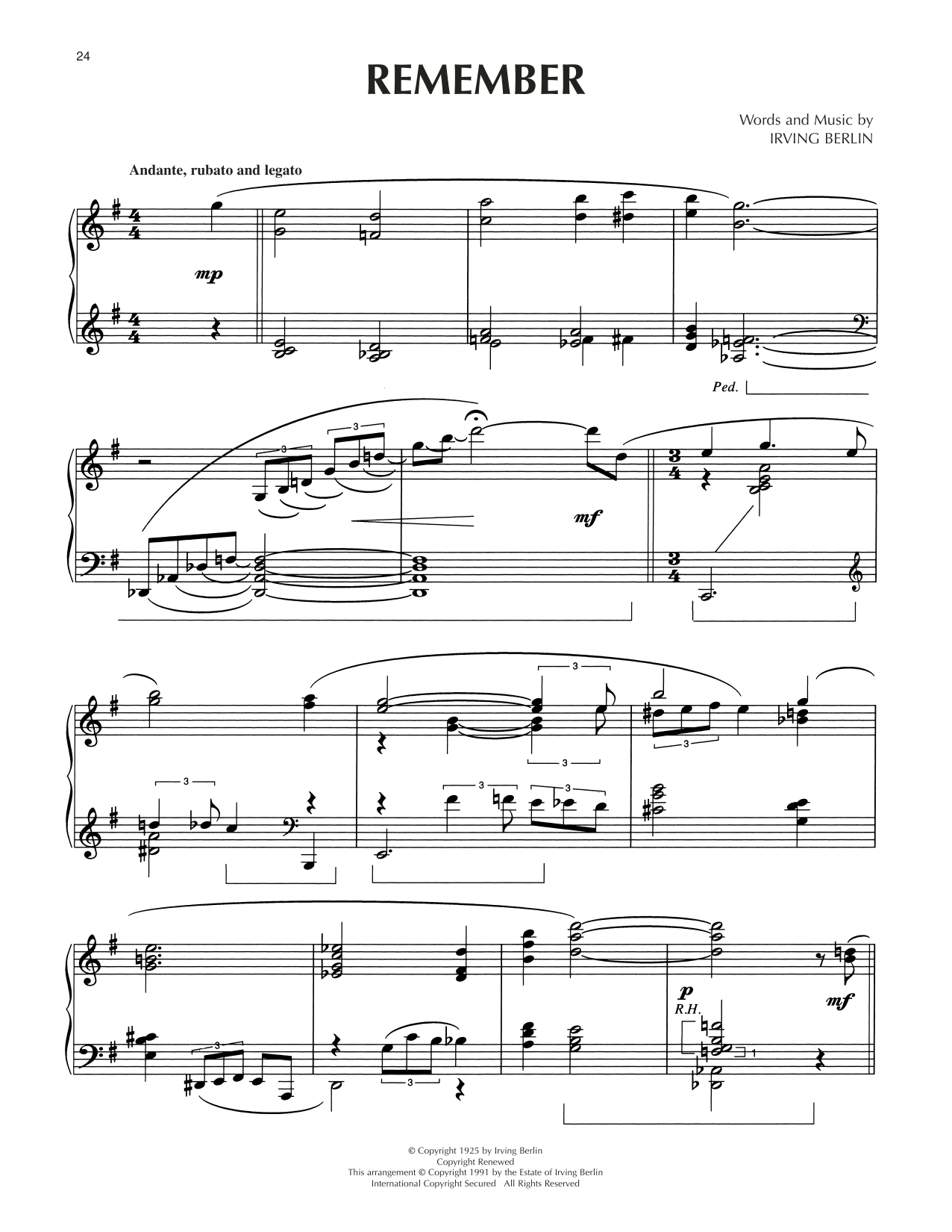Produktbild zu: Remember (arr. Dick Hyman)
