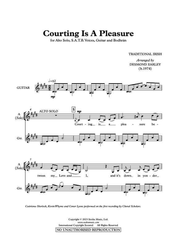 Produktgalerie: Seite 1 von 11 Courting is a pleasure, , Alt Solo, Gemischter Chor, Gitarre und irische Trommel