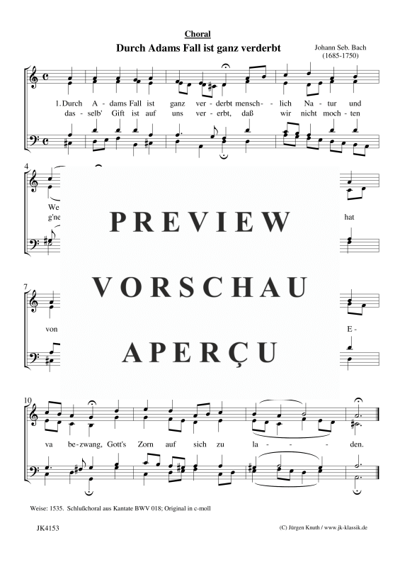 gallery: Durch Adams Fall ist ganz verderbt (aus Kantate BWV 018), , Gemischter Chor