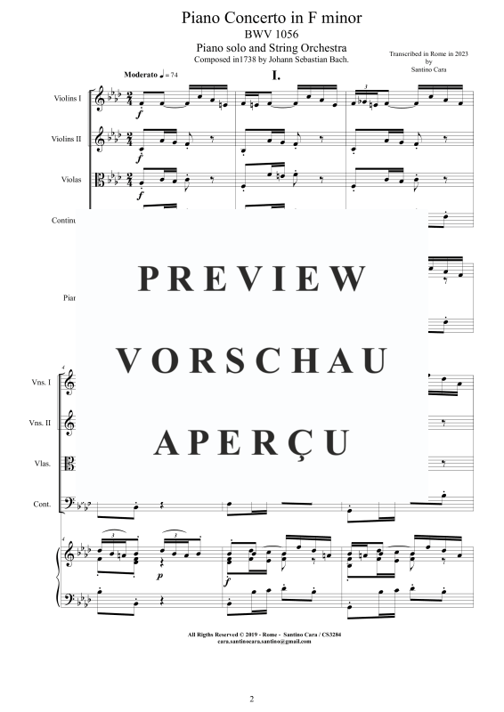 Produktgalerie: Seite 3 von 11 Klavierkonzert F-Moll BWV 1056, , Klavier Solo und Streichorchester