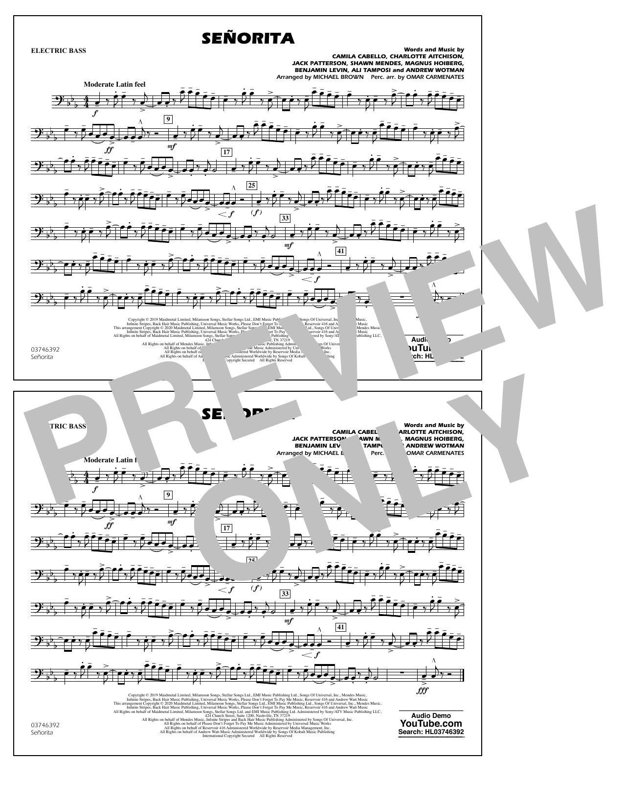 Produktbild zu: Señorita (arr. Carmenates and Brown) - Electric Bass