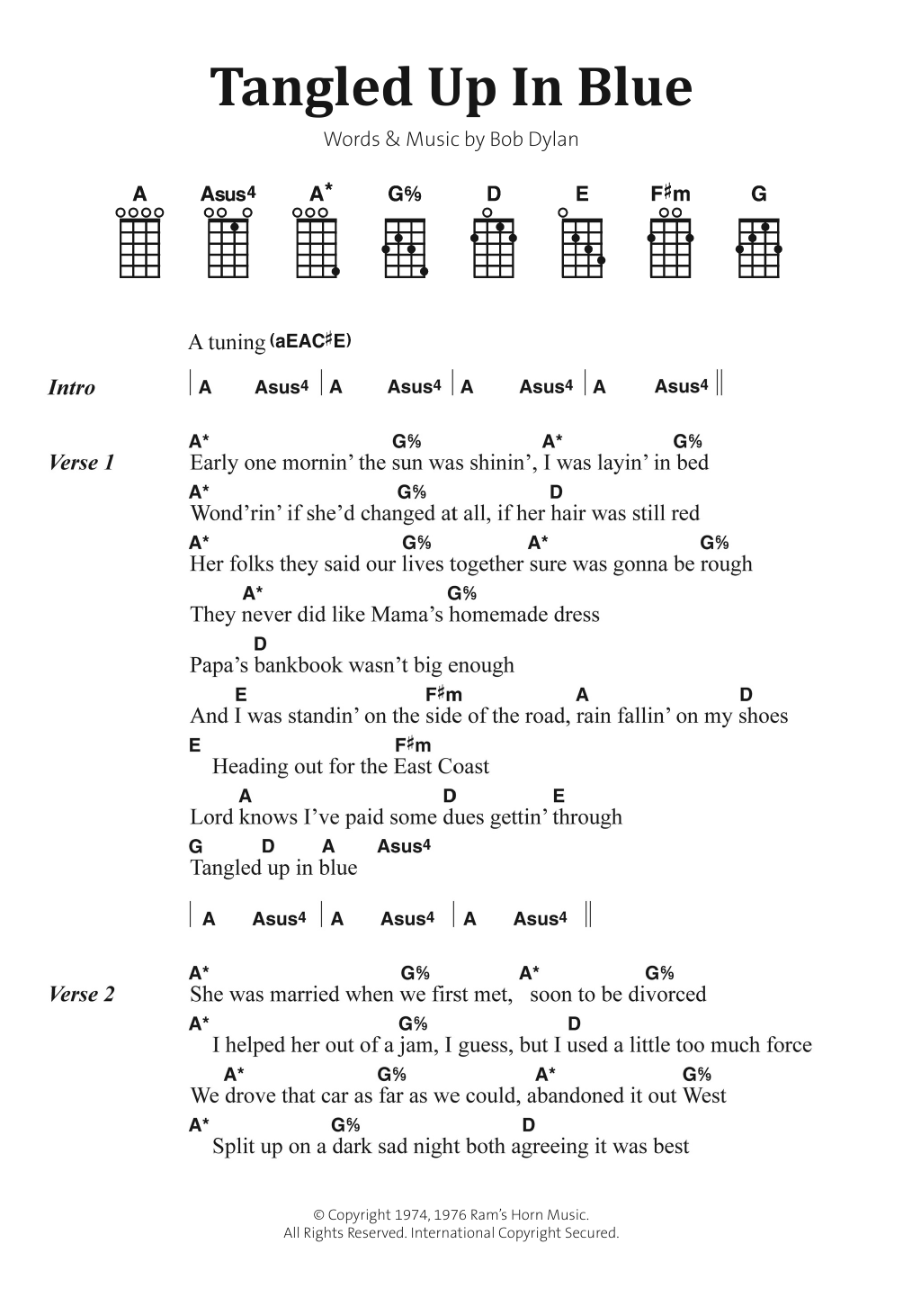 Produktgalerie: Seite 1 von 1 Tangled Up In Blue, Bob Dylan, Gesang, Gitarre, Klavier