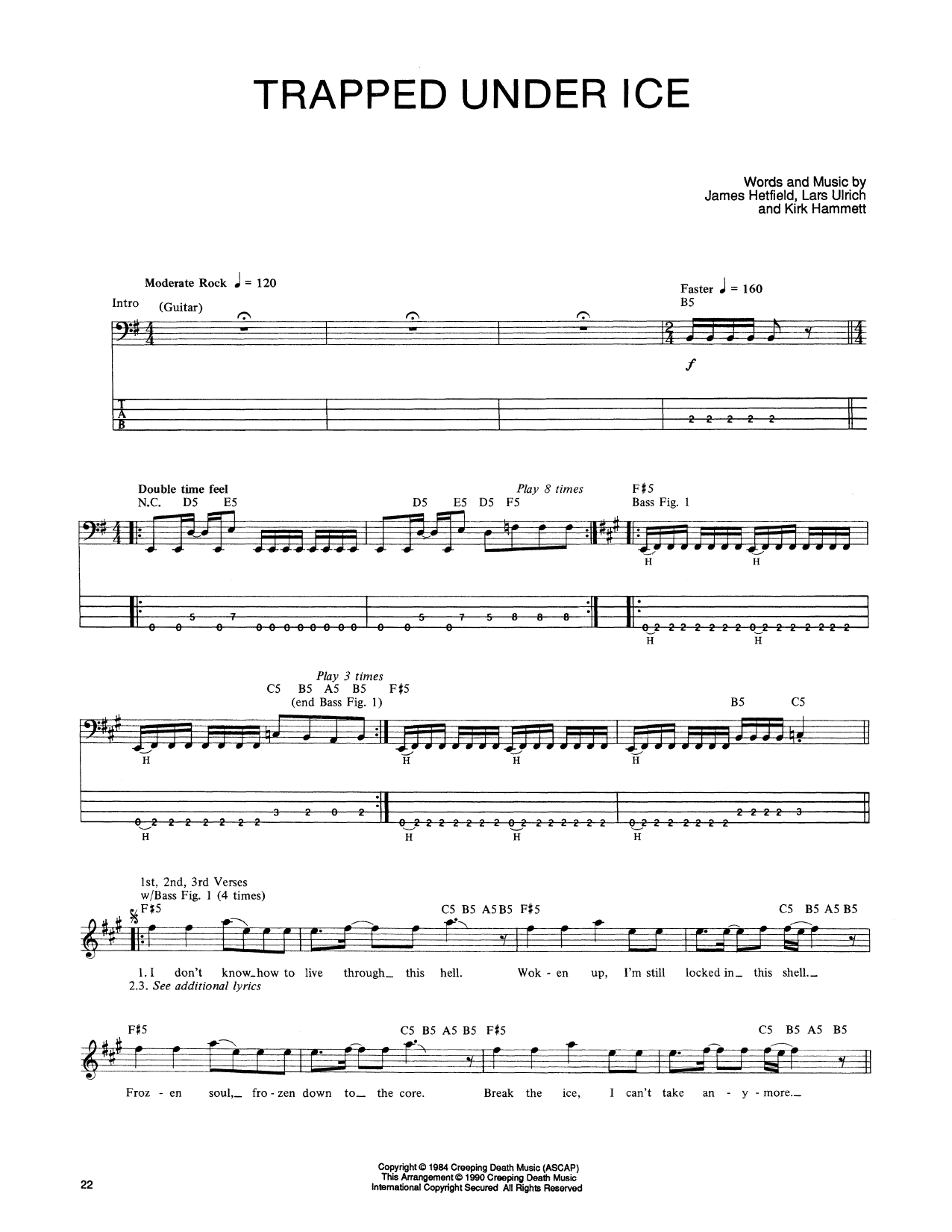 Produktgalerie: Seite 1 von 1 Trapped Under Ice, Metallica, E-Bass