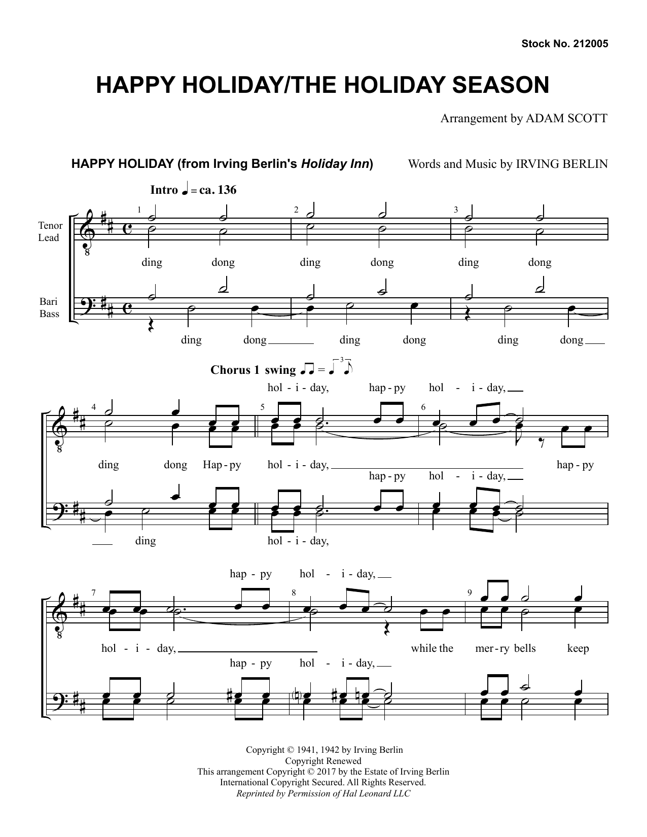 Produktbild zu: Happy Holiday/The Holiday Season (arr. Adam Scott)