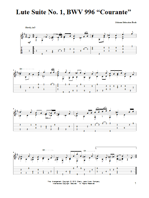 Produktbild zu: Lute Suite No. 1, BWV 996 "Courante"
