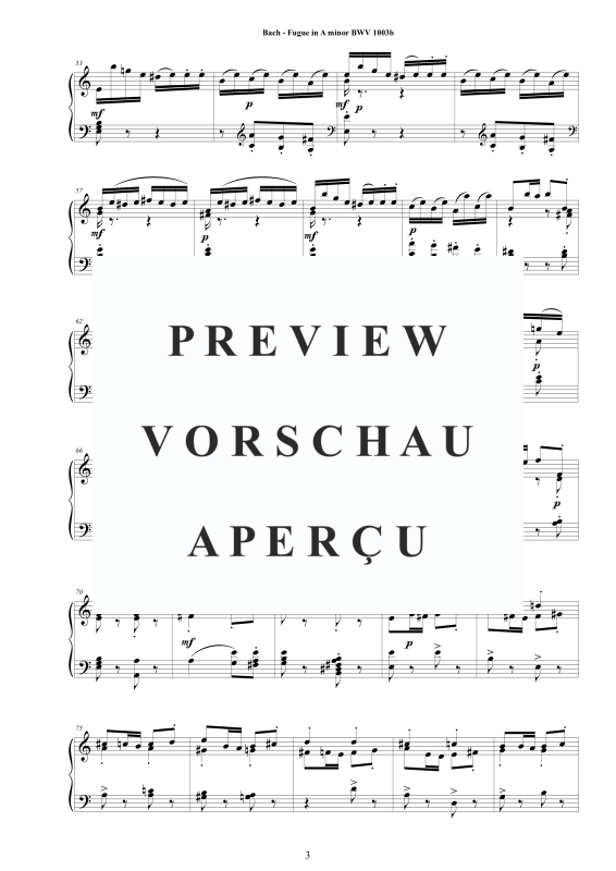 Produktgalerie: Seite 4 von 11 Fuge in A-Moll BWV 1003b - Piano Version, , Klavier Solo