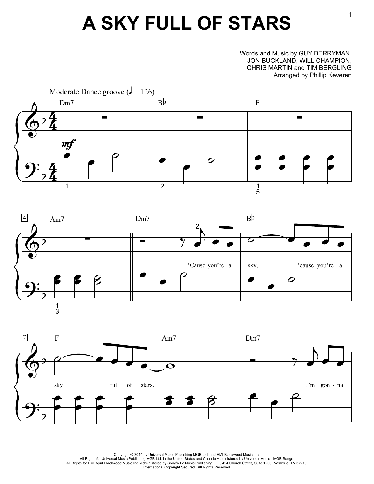 Produktbild zu: A Sky Full Of Stars (arr. Phillip Keveren)