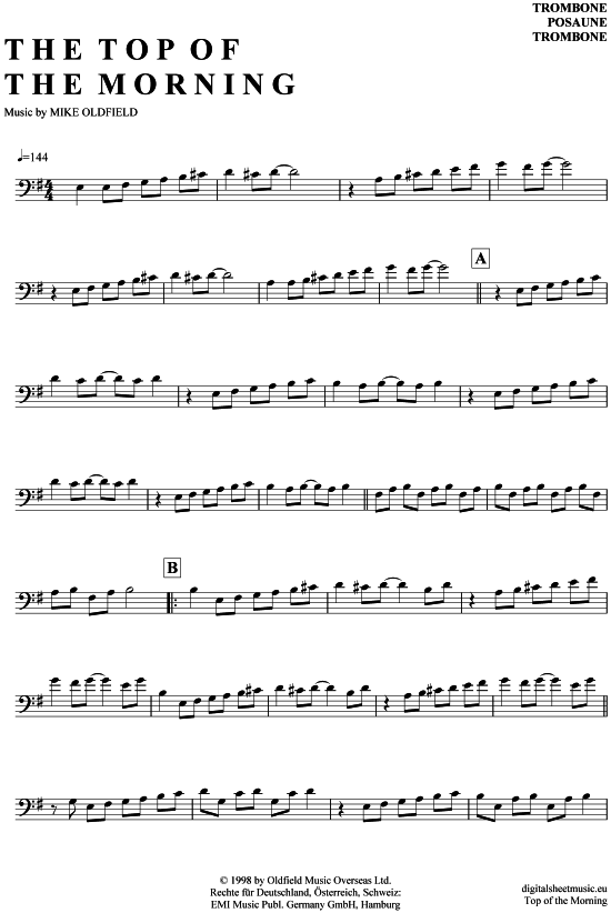 Product gallery: Page 1 of 4 The Top Of The Morning , Oldfield, Mike, (Posaune / Bariton)