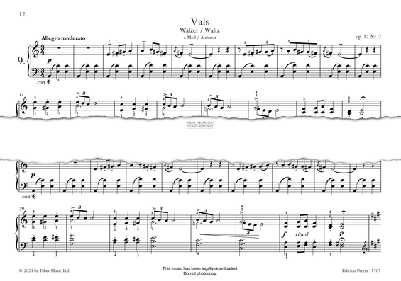 Produktgalerie: Seite 1 von 1 Vals (Waltz) in A minor Op. 12, Nr. 2, Edvard Grieg, Klavier