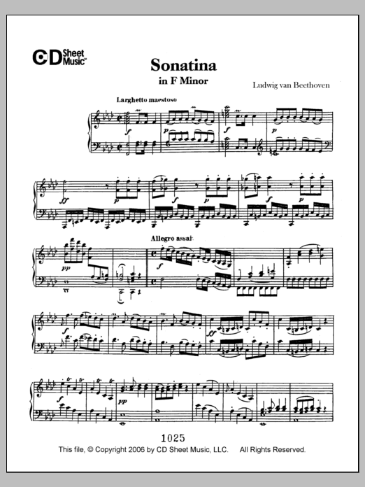 Produktbild zu:  Sonatina in  F Minor - Ludwig van Beethoven