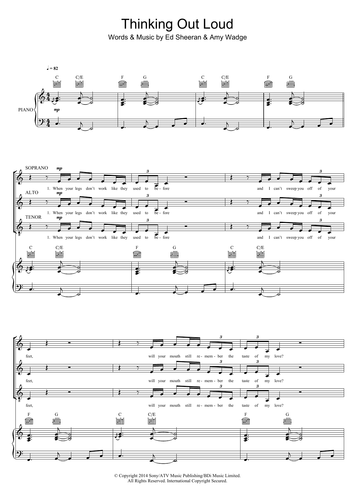 Product picture to: Thinking Out Loud (arr. Mark De-Lisser)