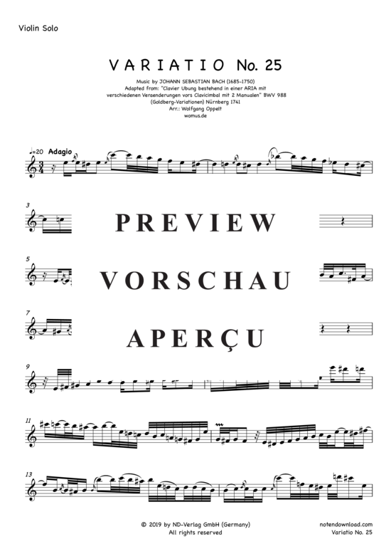 Product gallery: Page 6 of 9 Variatio Nr. 25 (Goldberg-Variationen) , ,  (violin + piano/organ)