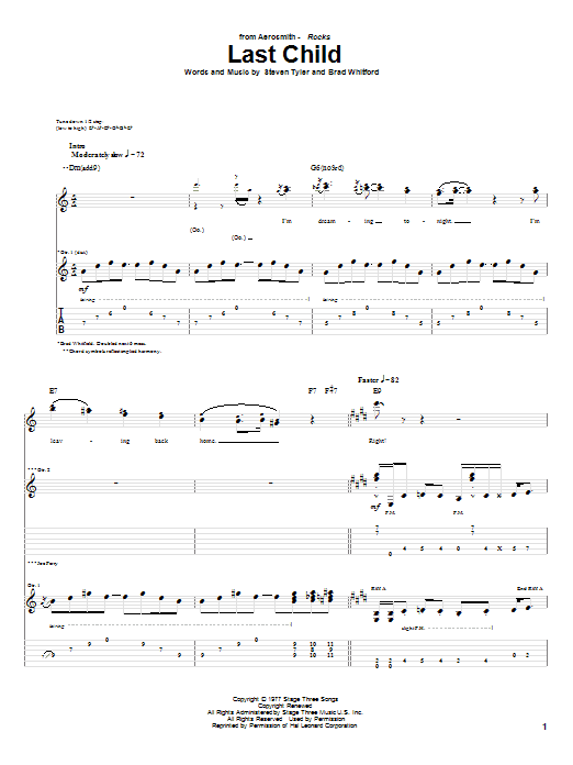 Produktgalerie: Seite 1 von 1 Last Child, Aerosmith, Gitarre