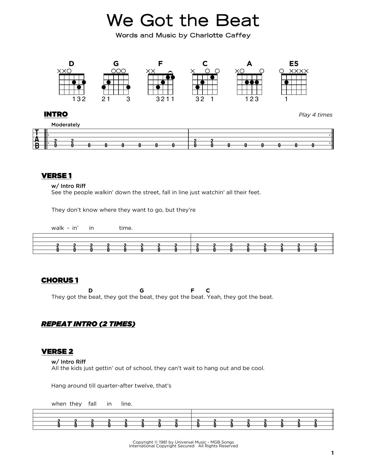 Produktgalerie: Seite 1 von 1 We Got The Beat, The Go Go's, Gitarre