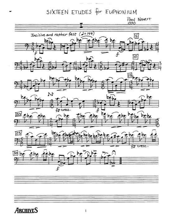 Product picture to: Sixteen Etudes for Euphonium Paul Nauert