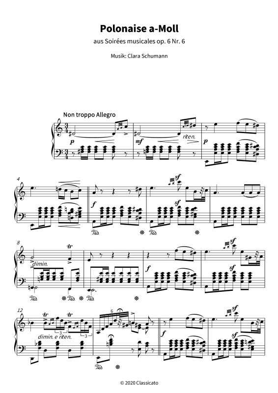 Product picture to: Polonaise a-Moll - aus Soirées musicales op. 6 Nr. 6Clara Schumann