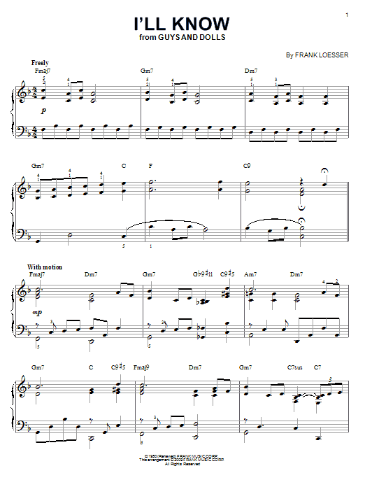 Product gallery: Page 1 of 1 I'll Know [Jazz version] (arr. Brent Edstrom), Frank Loesser