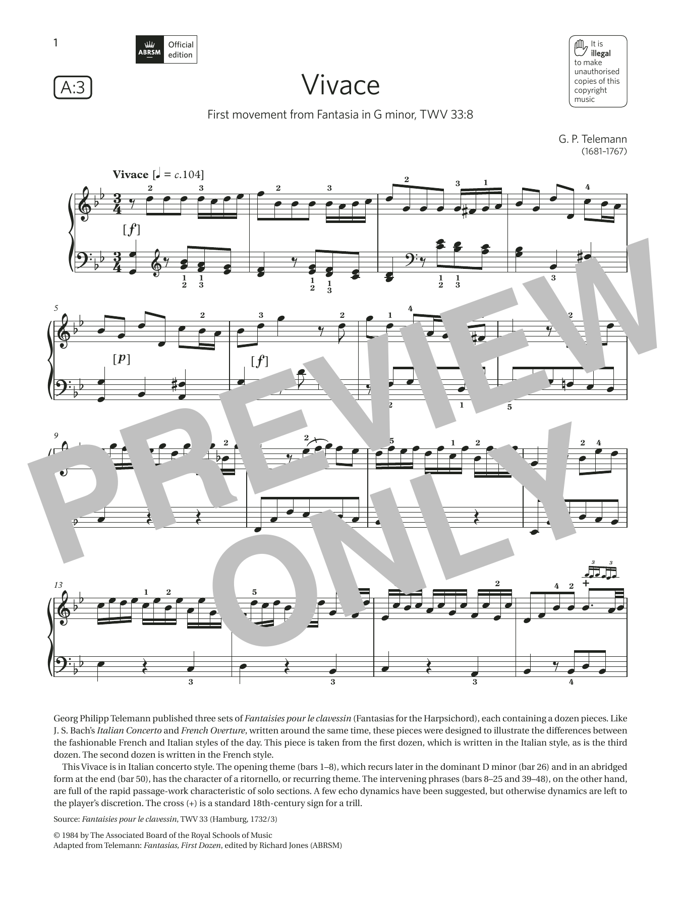 Product picture to: Vivace (Grade 7, list A3, from the ABRSM Piano Syllabus 2021 & 2022)
