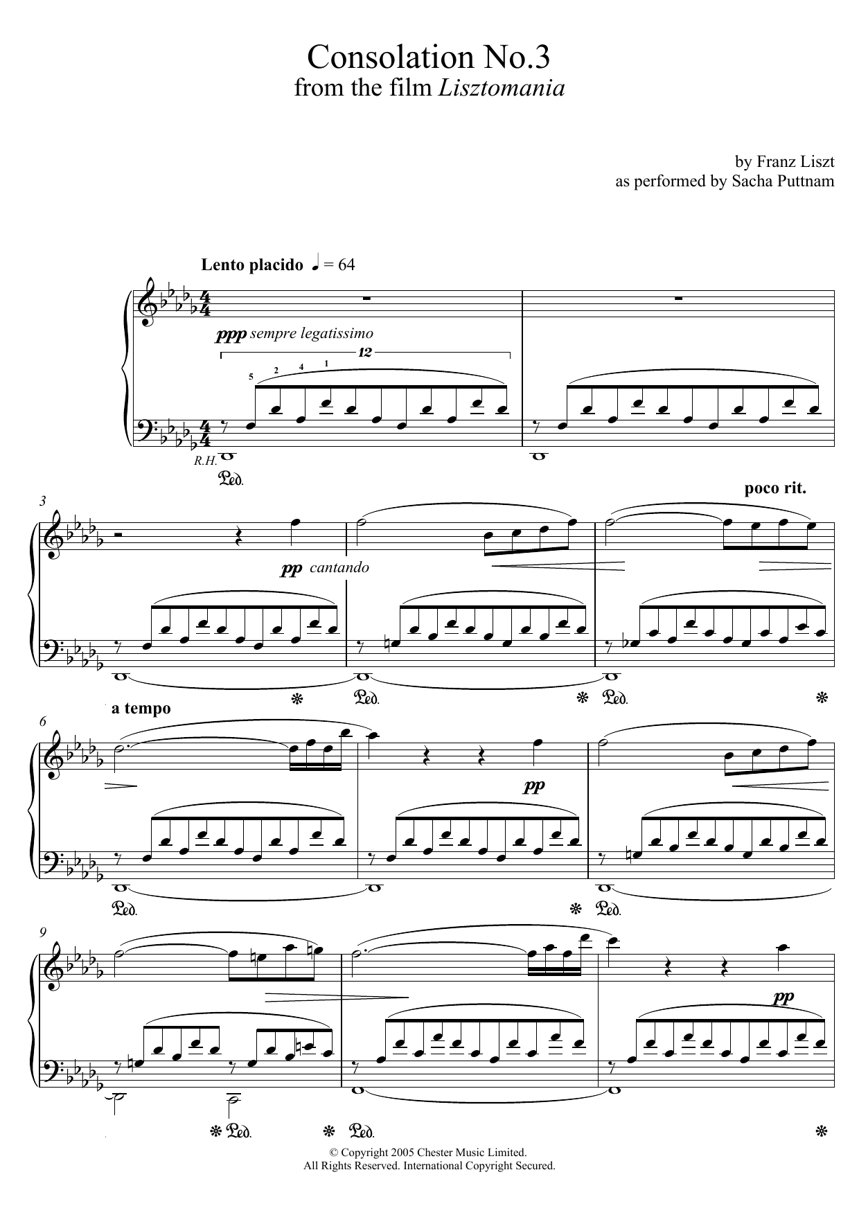 Produktbild zu: Consolation No.3 In D Flat (as performed by Sacha Puttnam)