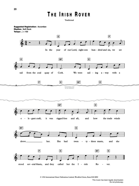 Produktgalerie: Seite 1 von 1 The Irish Rover, Irish Traditional, Gesang, Gitarre, Keyboard