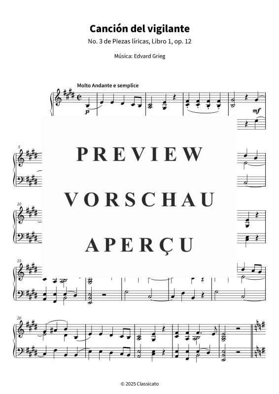 Product gallery: Page 5 of 6 Canción del vigilante - No. 3 de Piezas líricas, Libro 1, op. 12, , Piano Solo