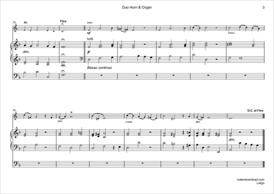 Produktgalerie: Seite 4 von 5 Largo (Rinaldo: Arie der Almirena) , , Horn in F und Orgel