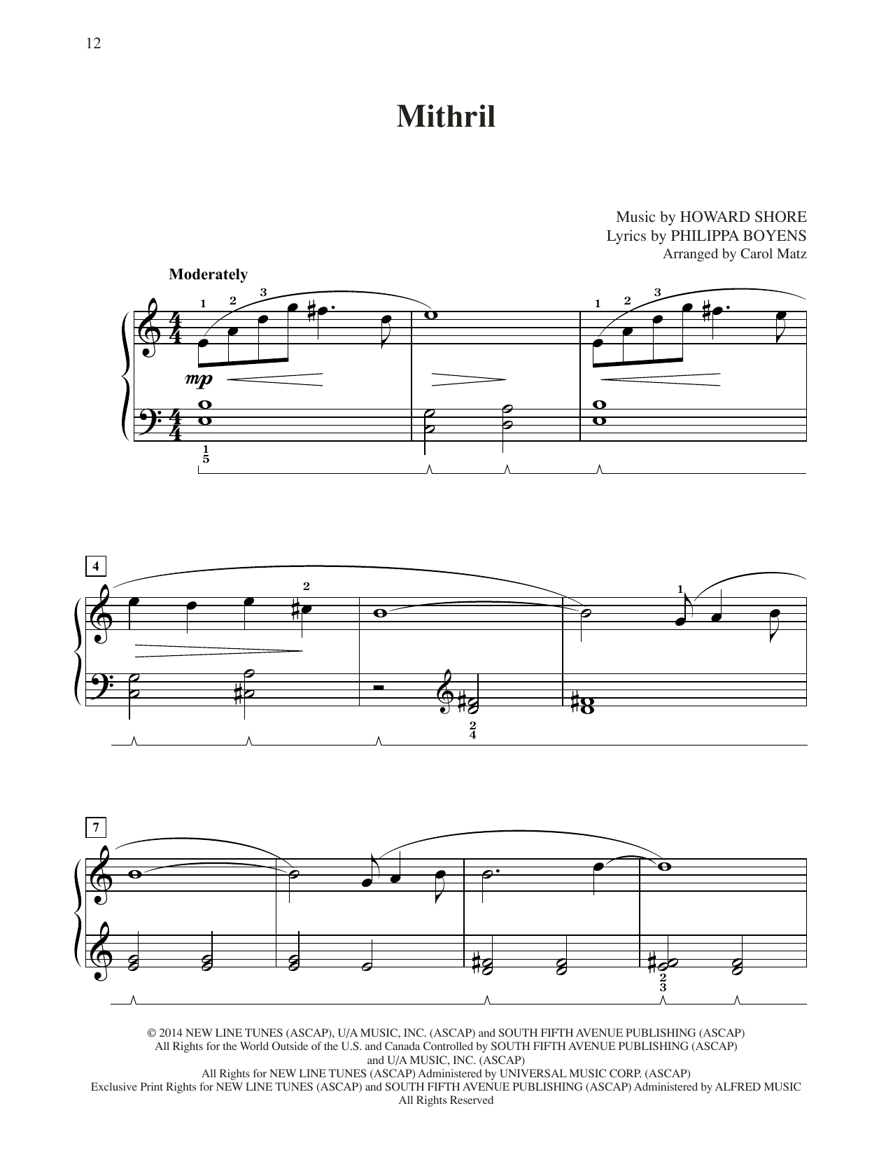 Produktbild zu: Mithril (from The Hobbit: The Battle of the Five Armies) (arr. Carol Matz)