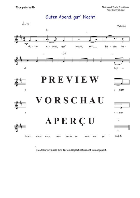 Produktbild zu: Guten Abend gut ´ Nacht (D - Dur) Traditional