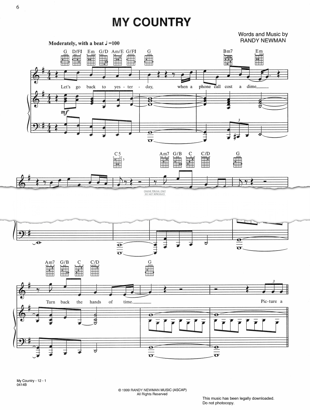 Product gallery: Page 1 of 1 My Country, Randy Newman