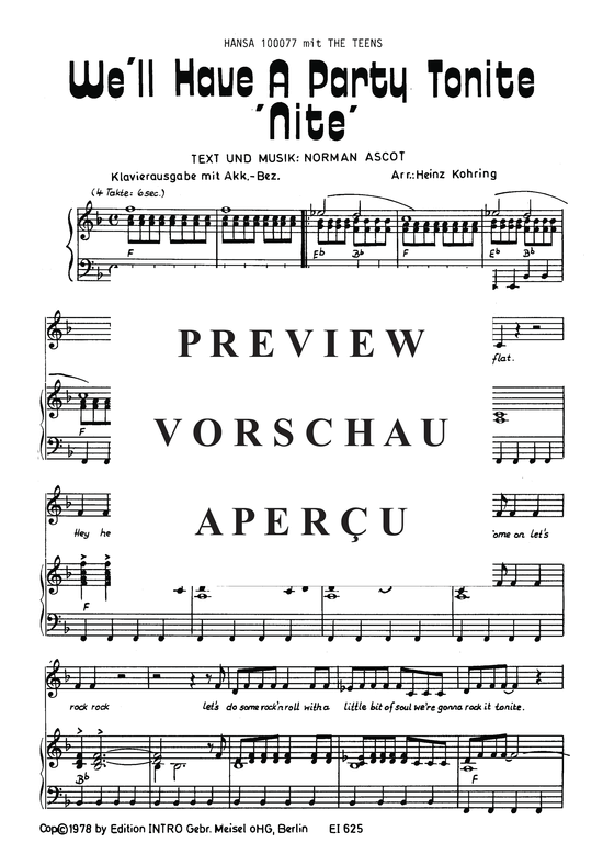 Produktgalerie: Seite 4 von 5 We´ll Have A Party Tonite Nite, Teens, 	The, Klavier und Gesang