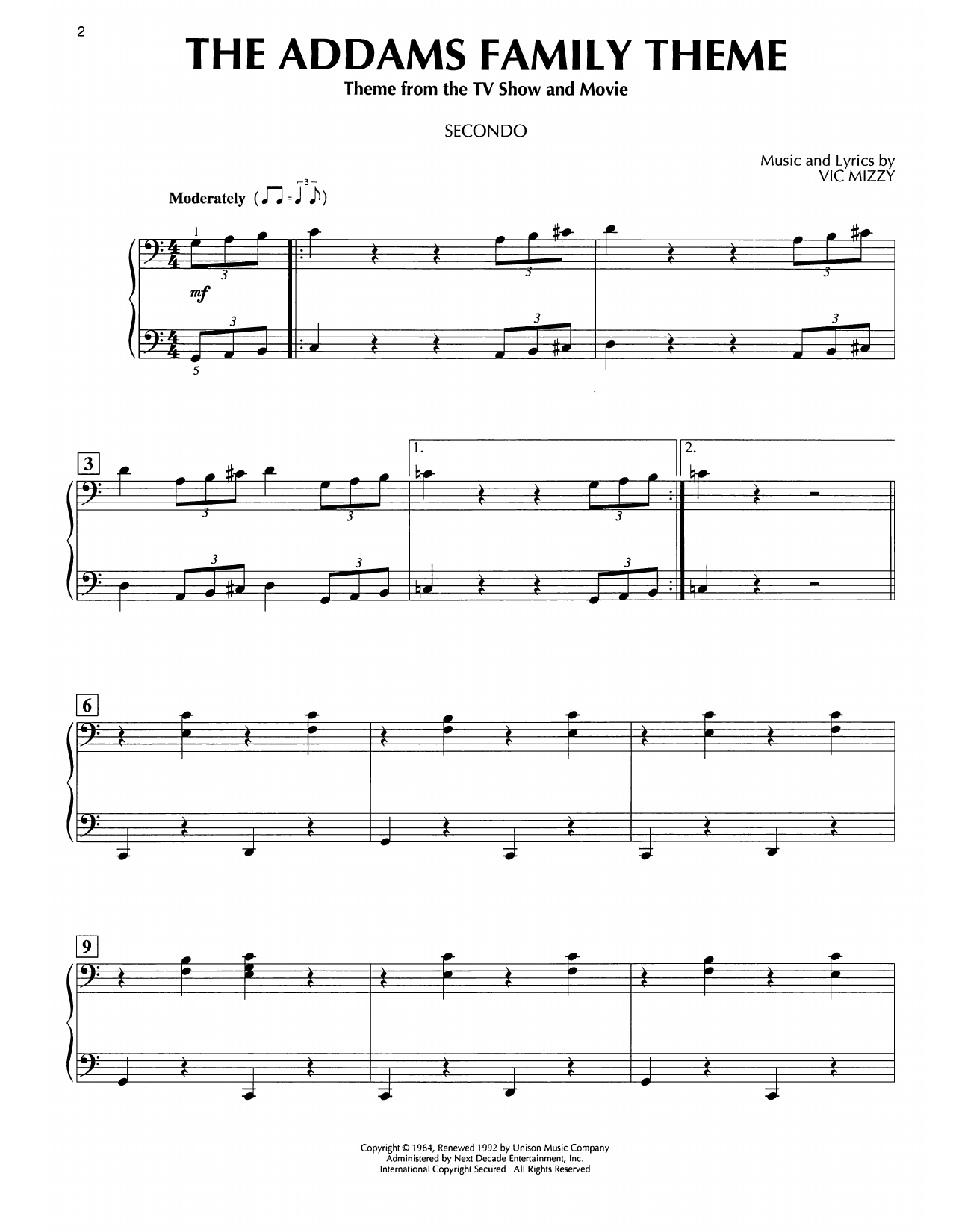 Produktgalerie: Seite 1 von 1 Addams Family Theme, Vic Mizzy, Klavier