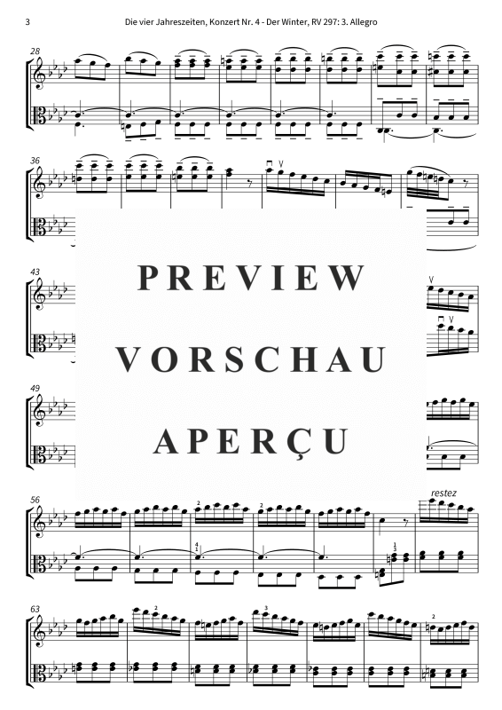Produktgalerie: Seite 5 von 8 Die vier Jahreszeiten, Konzert Nr. 4 - Der Winter - 3. Allegro, The Twiolins, (Duett Violine + Viola)