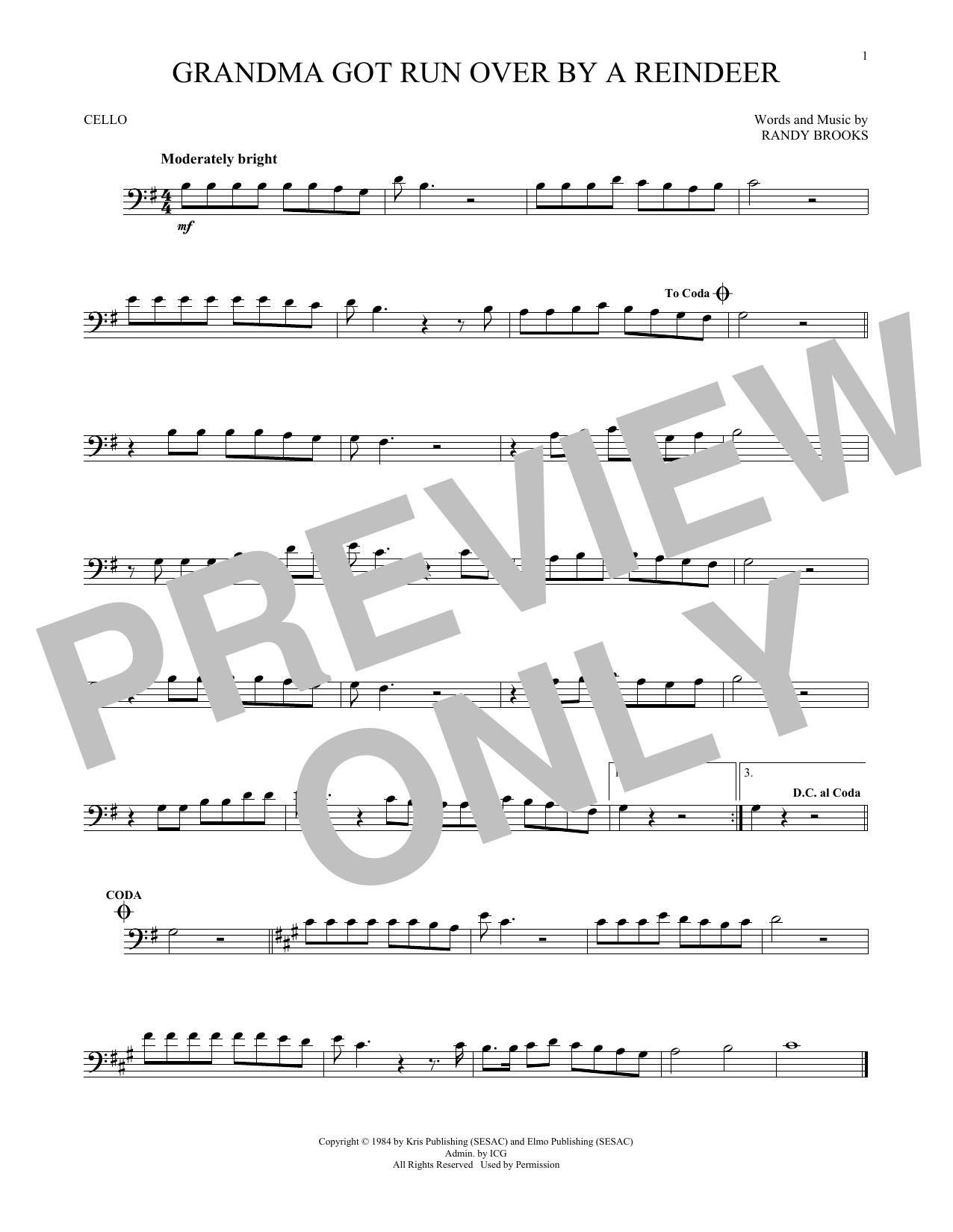 Produktgalerie: Seite 1 von 1 Grandma Got Run Over By A Reindeer, Randy Brooks, Violoncello