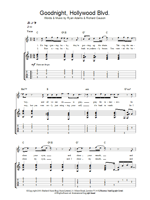 Produktgalerie: Seite 1 von 1 Goodnight, Hollywood Blvd, Ryan Adams, Gitarre