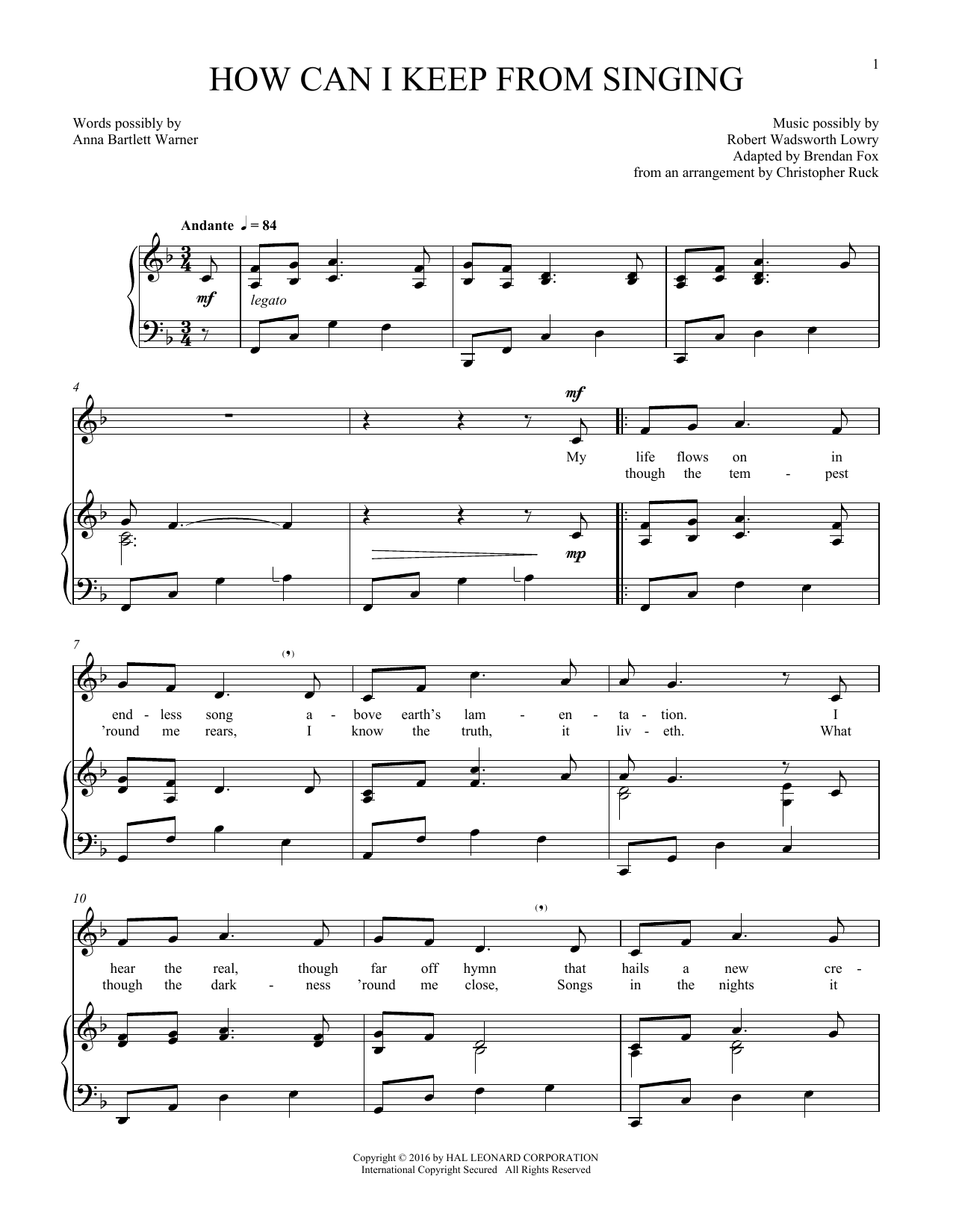 Product gallery: Page 1 of 1 How Can I Keep From Singing, Rev. Robert Lowry