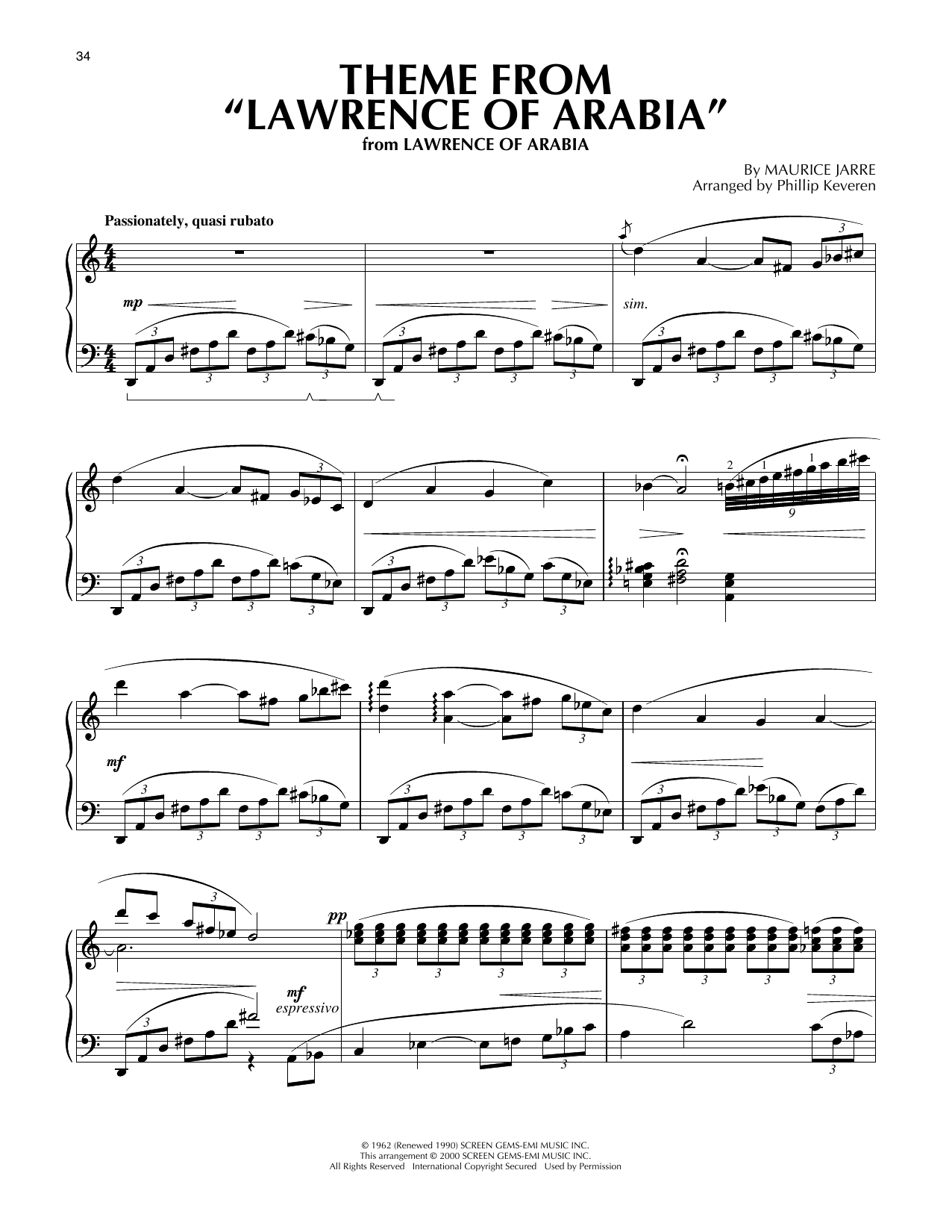 Produktbild zu: Theme From "Lawrence Of Arabia" (arr. Phillip Keveren)
