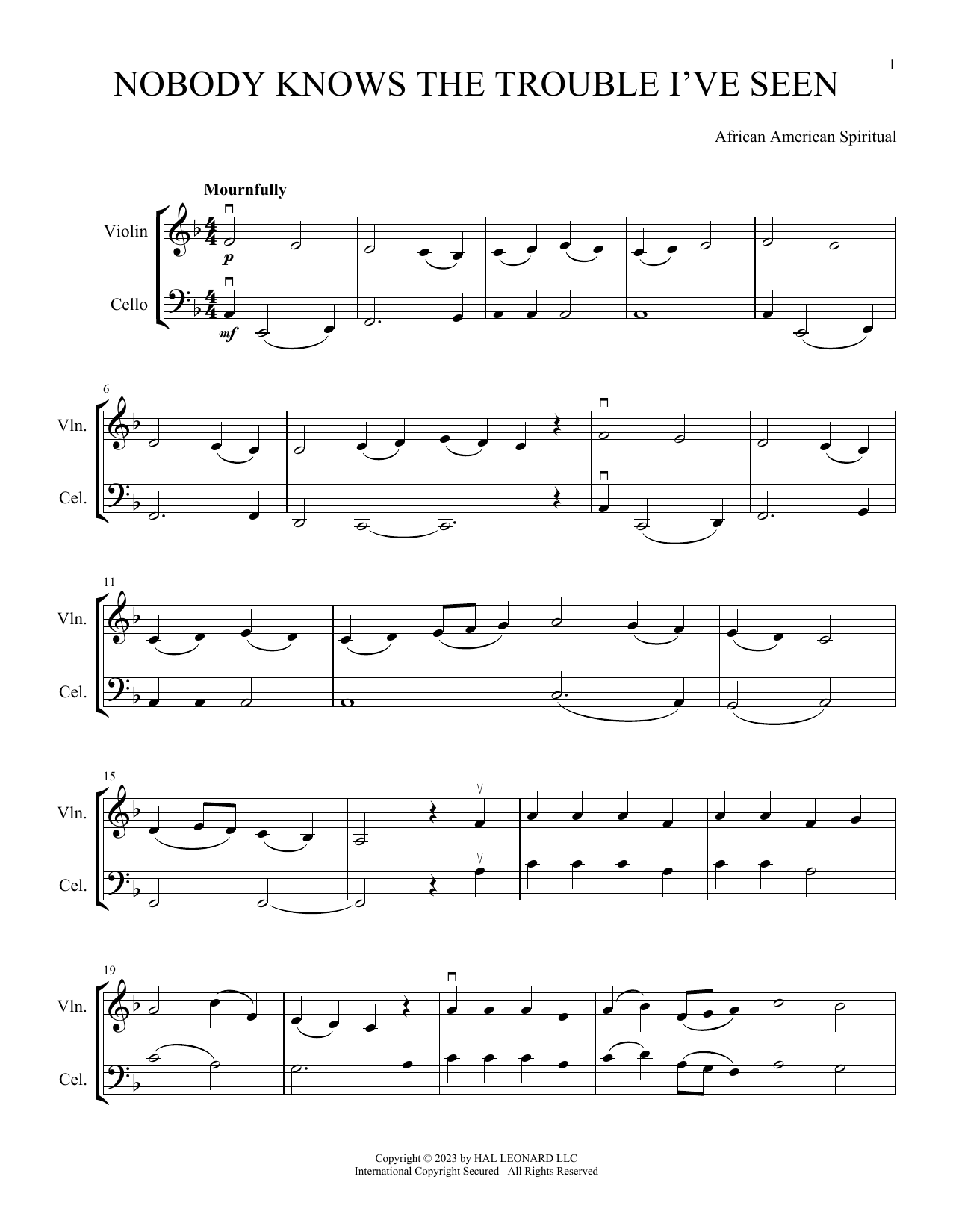 Produktgalerie: Seite 1 von 1 Nobody Knows The Trouble I've Seen (arr. Michelle Hynson), African American Spiritual