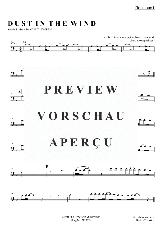 Product gallery: Page 8 of 11 Dust In The Wind, Kansas, (Trombone Trio + Piano)