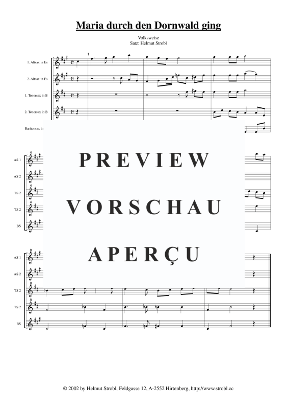 gallery: Maria durch den Dornwald ging, , Saxophonquintett AATTB