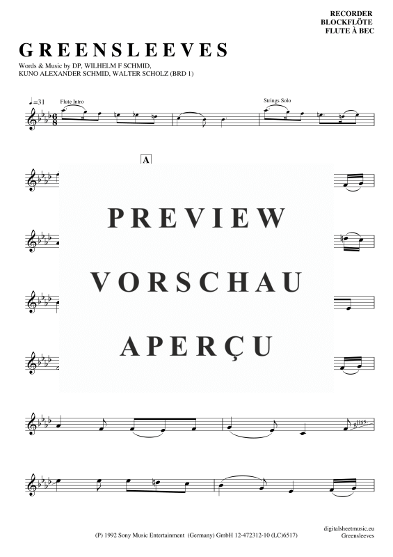 Produktgalerie: Seite 2 von 3 Greensleeves, Simoni, Edward, (Blockflöte)