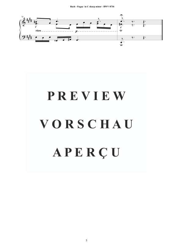 Produktgalerie: Seite 6 von 6 Fuge Cis-Moll BWV 873b, , Klavier Solo