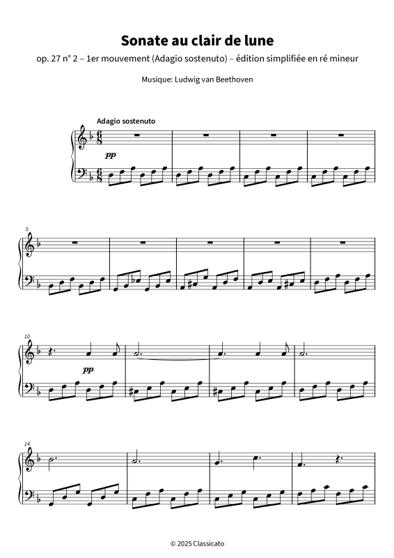 gallery: Sonate au clair de lune - Édition simplifiée pour piano débutants, , Klavier Solo